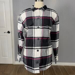 Eddie Bauer Women's Eddie's Fleece-Lined Shirt Jacket, Black Plaid, 2XL